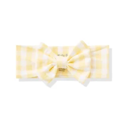 Bow Headband in Gingham Chamomile