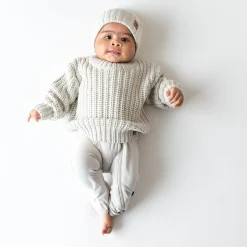 Chunky Knit Ribbed Beanie in Oat