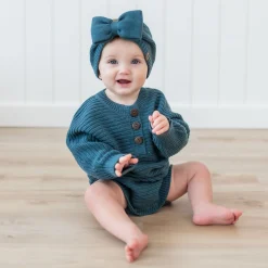 Chunky Knit Romper in Atlantic