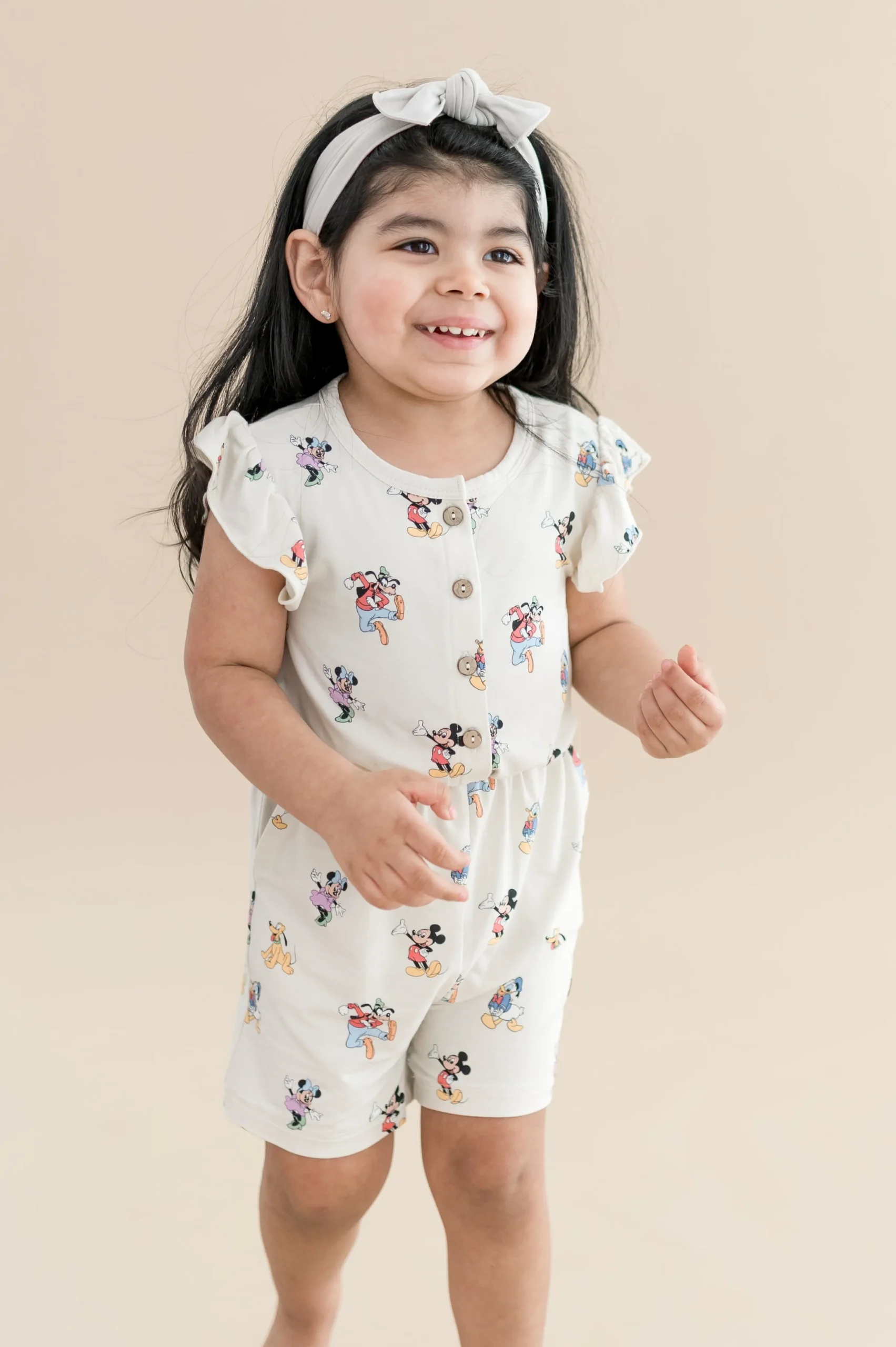 Flutter Sleeve Romper in Mickey Mouse and Friends