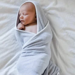 Hooded Bath Towel in Storm with Cloud Trim