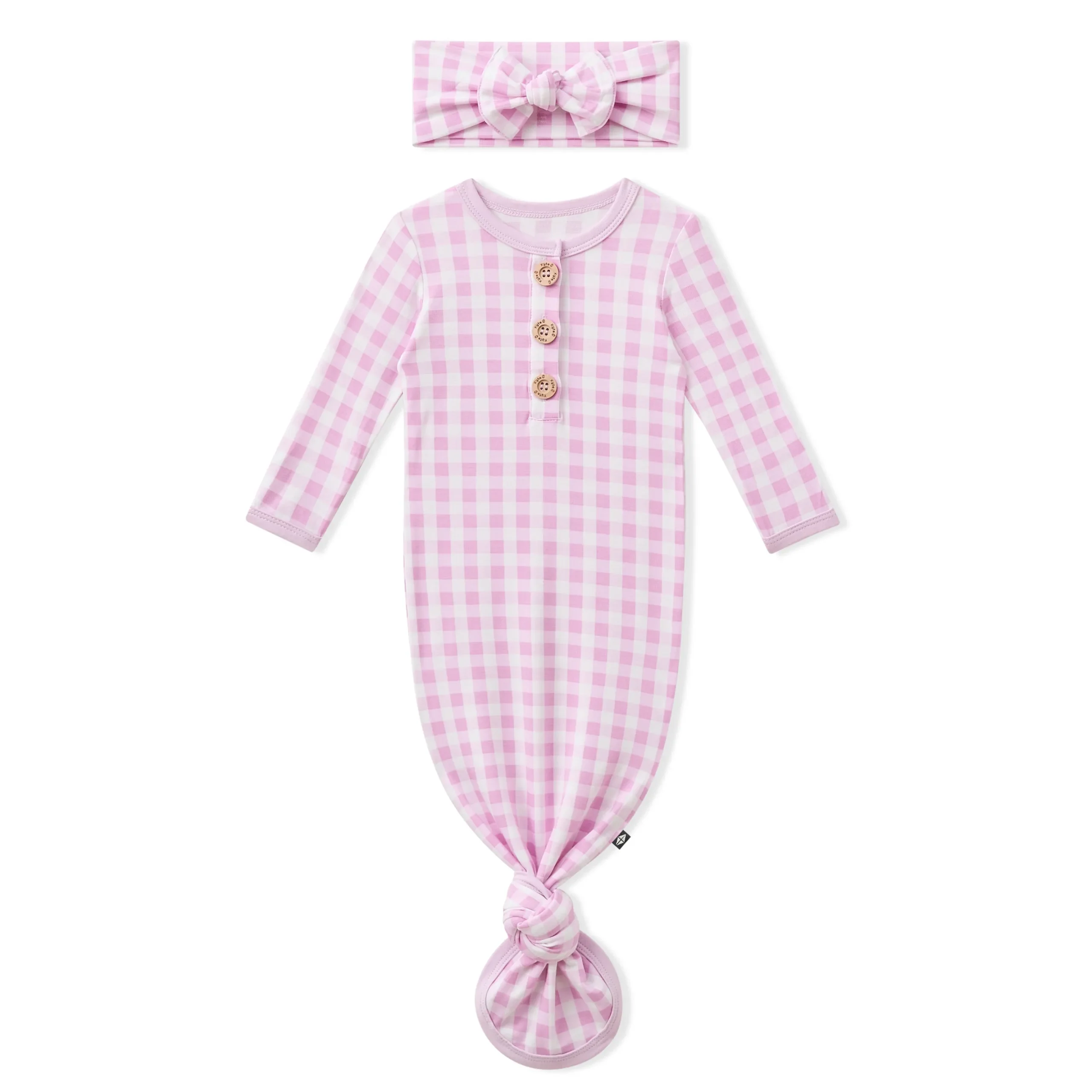 Knotted Gown with Bow Set in Gingham Thistle