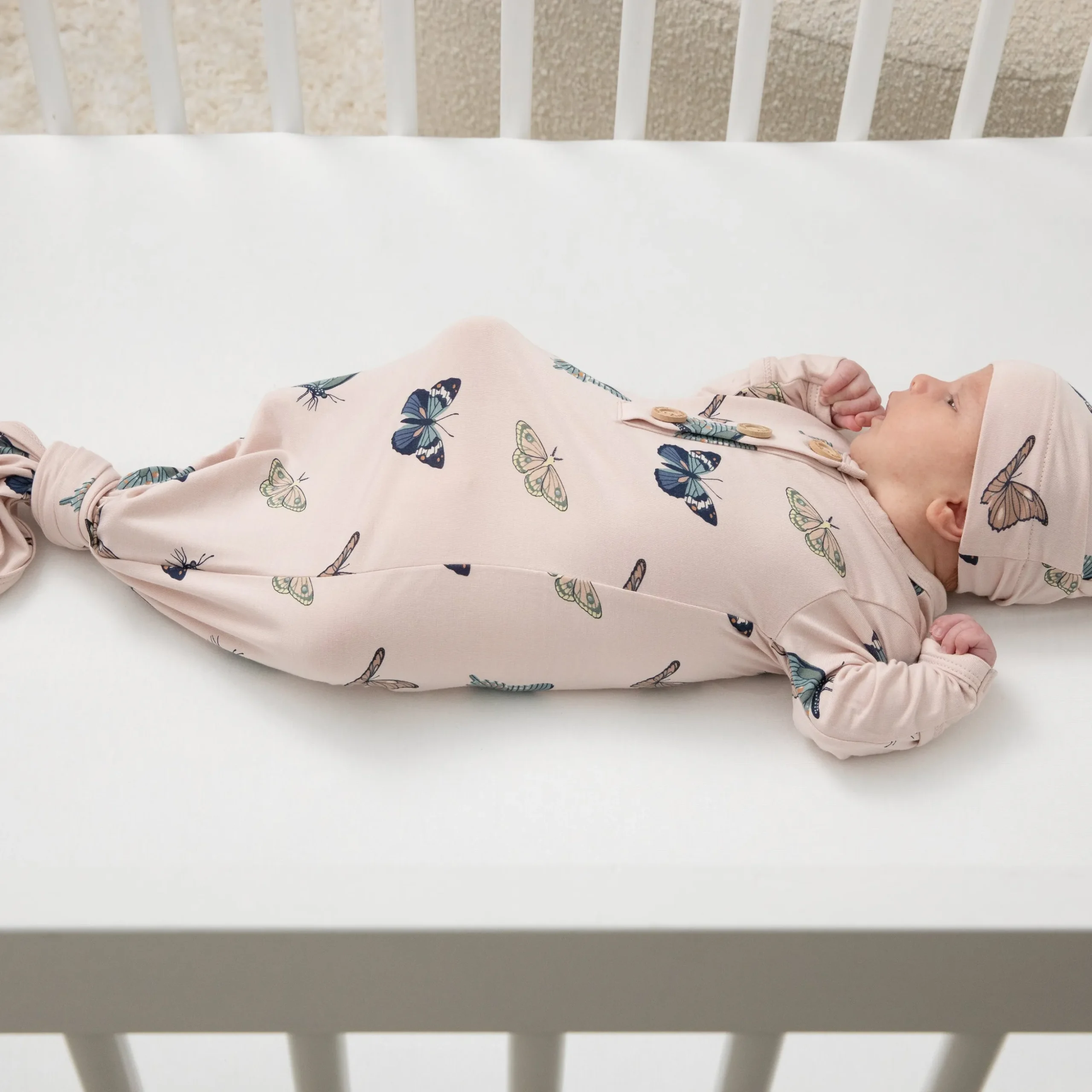 Knotted Gown with Hat Set in Blush Butterfly