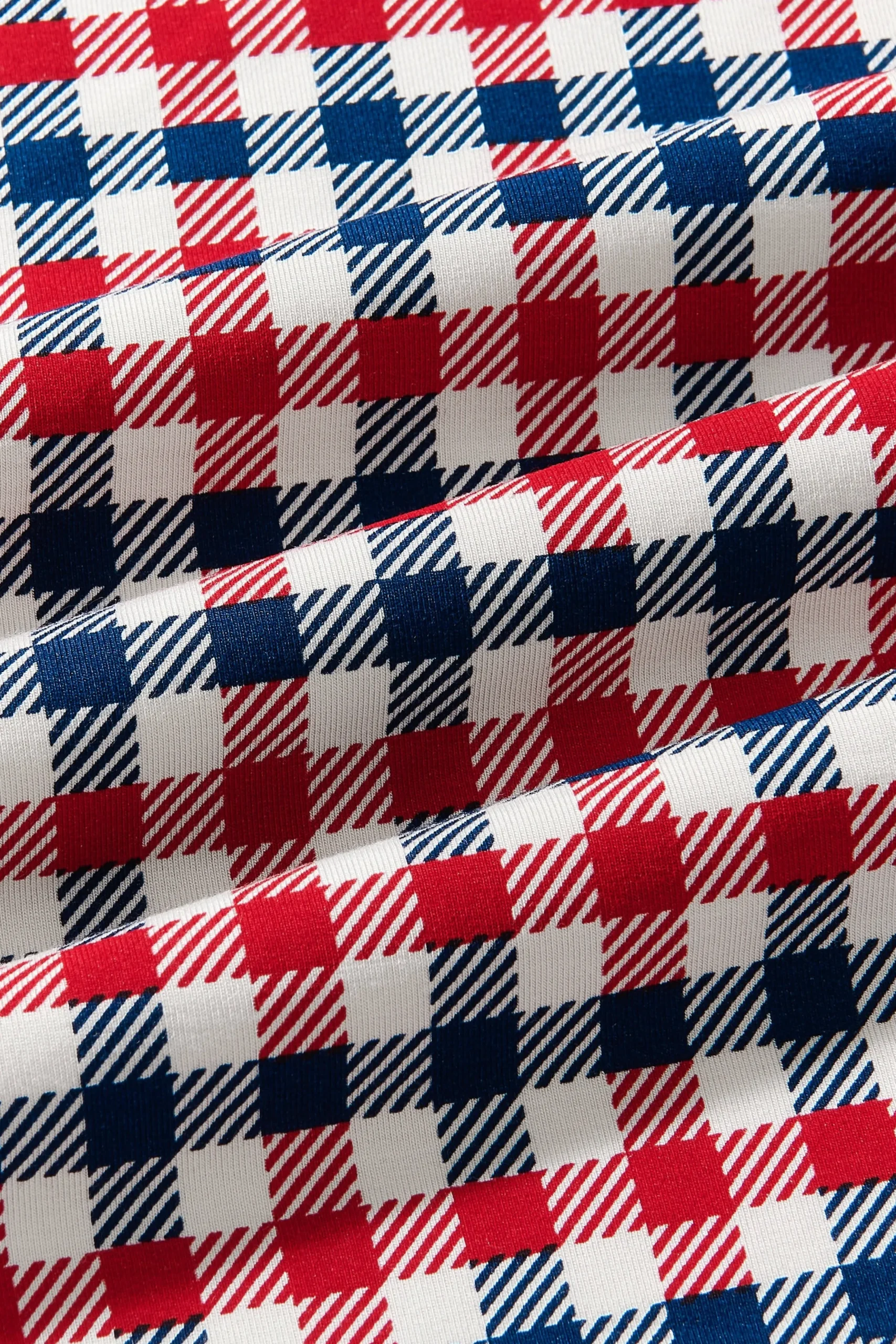 Long-Sleeved Women's Pajama Set in Patriotic Gingham