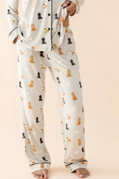 Long-Sleeved Women's Pajama Set in Fluffy Dog