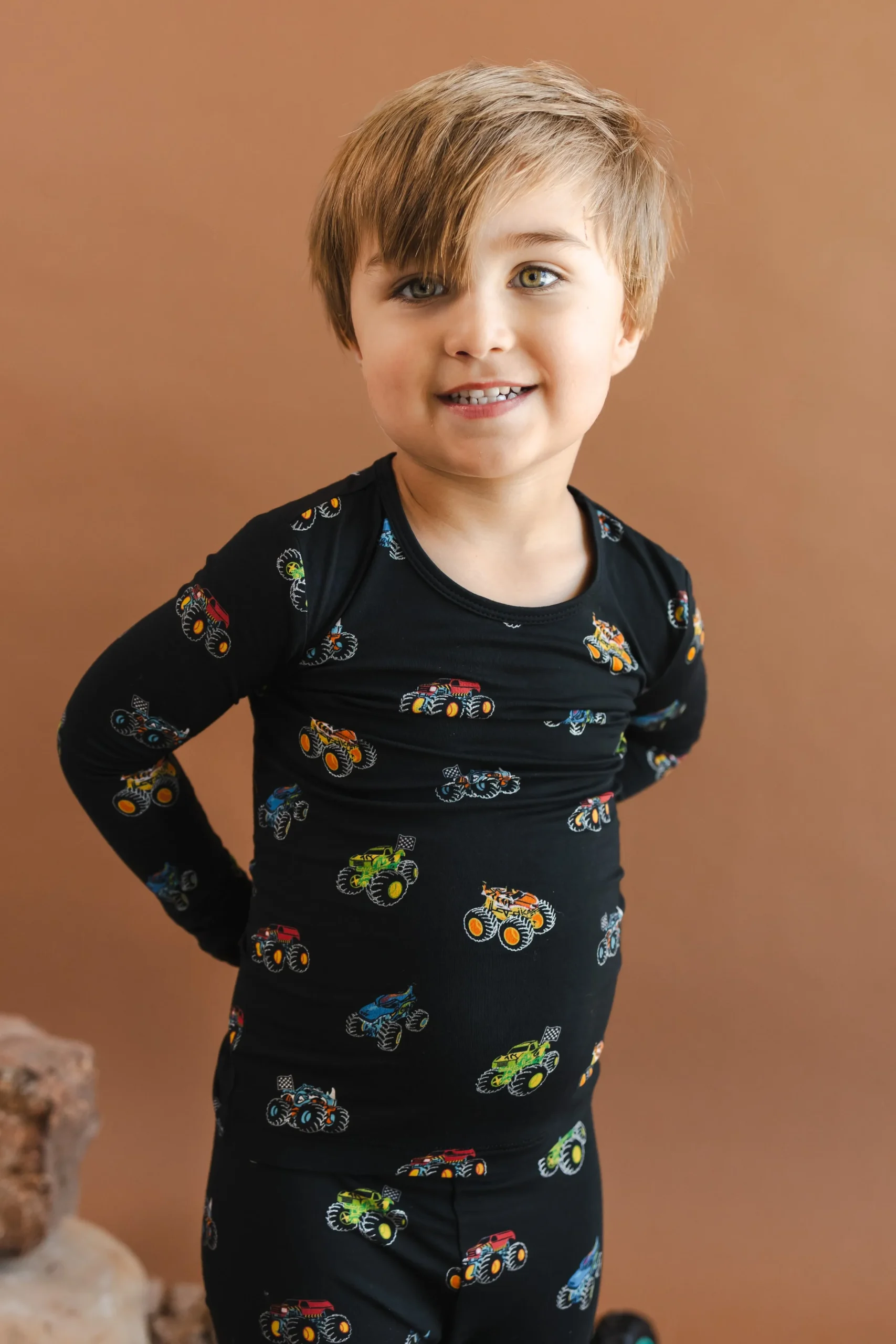 Long Sleeve Pajamas in Monster Truck