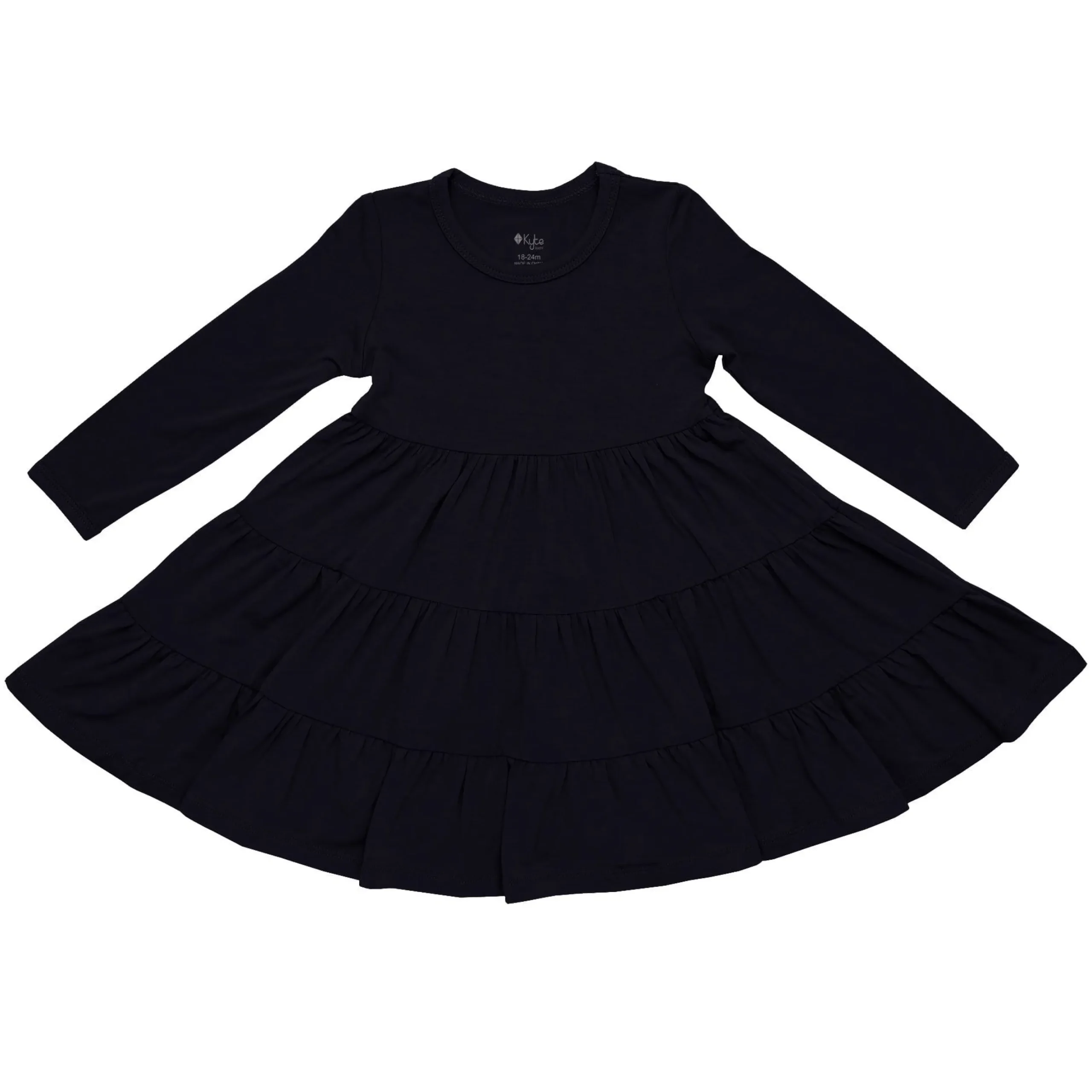 Long Sleeve Tiered Dress in Midnight