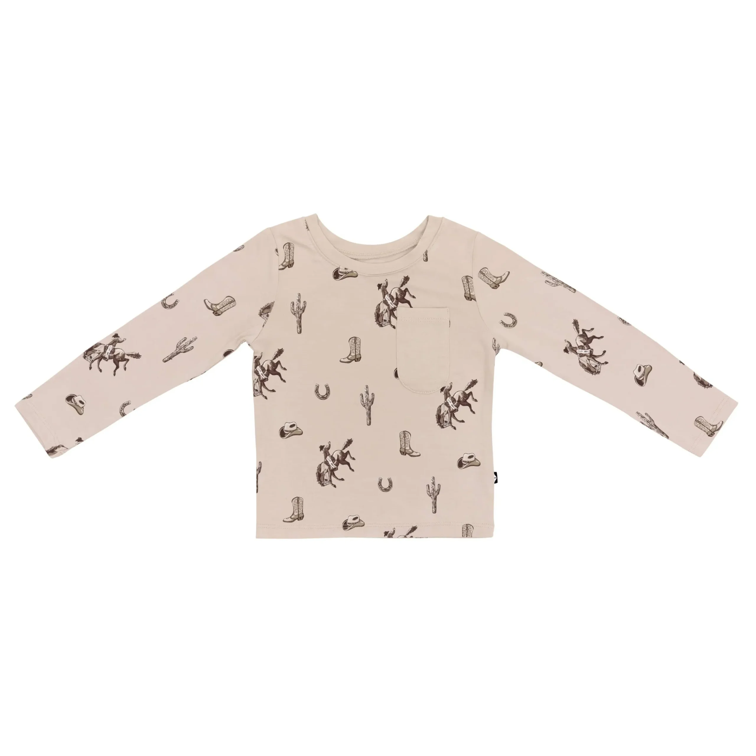 Long Sleeve Toddler Crew Neck Tee in Classic Cowboy