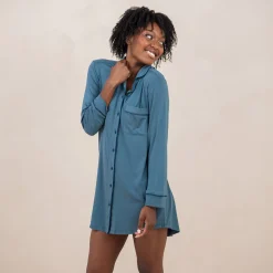 Long Sleeve Women’s Nightshirt in Atlantic