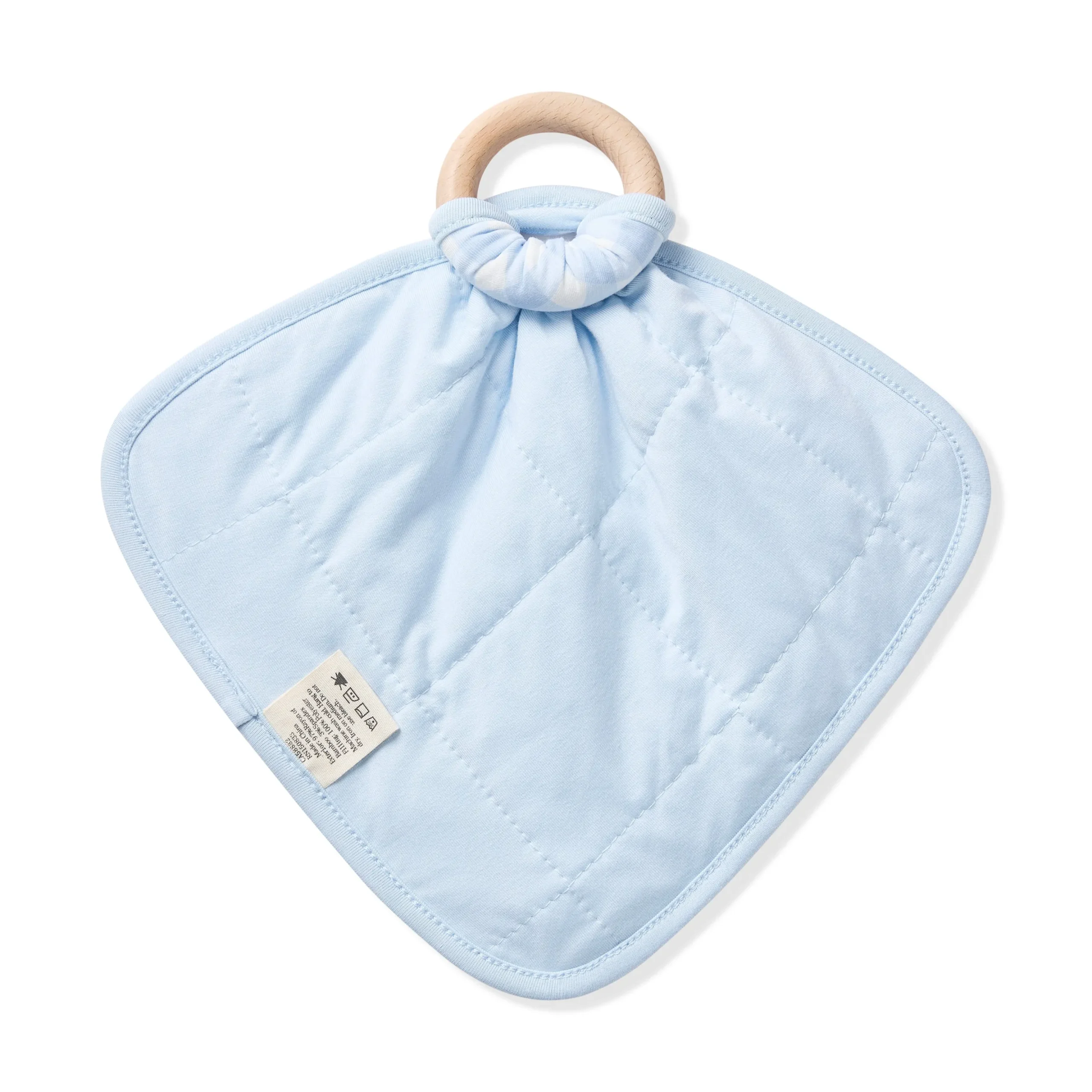 Lovey in Gingham Breeze with Removable Wooden Teething Ring