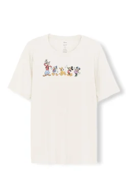 Men's Crew Neck Tee in Mickey and Friends on Ecru