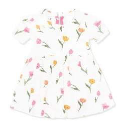 Peter Pan Collar Bodysuit Dress in Tulip