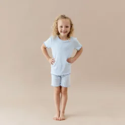 Pointelle Short Sleeve Set in Breeze
