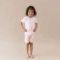 Pointelle Short Sleeve Set in Sakura