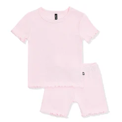 Pointelle Short Sleeve Set in Sakura