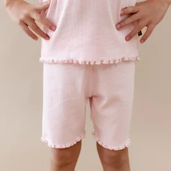 Pointelle Short Sleeve Set in Sakura