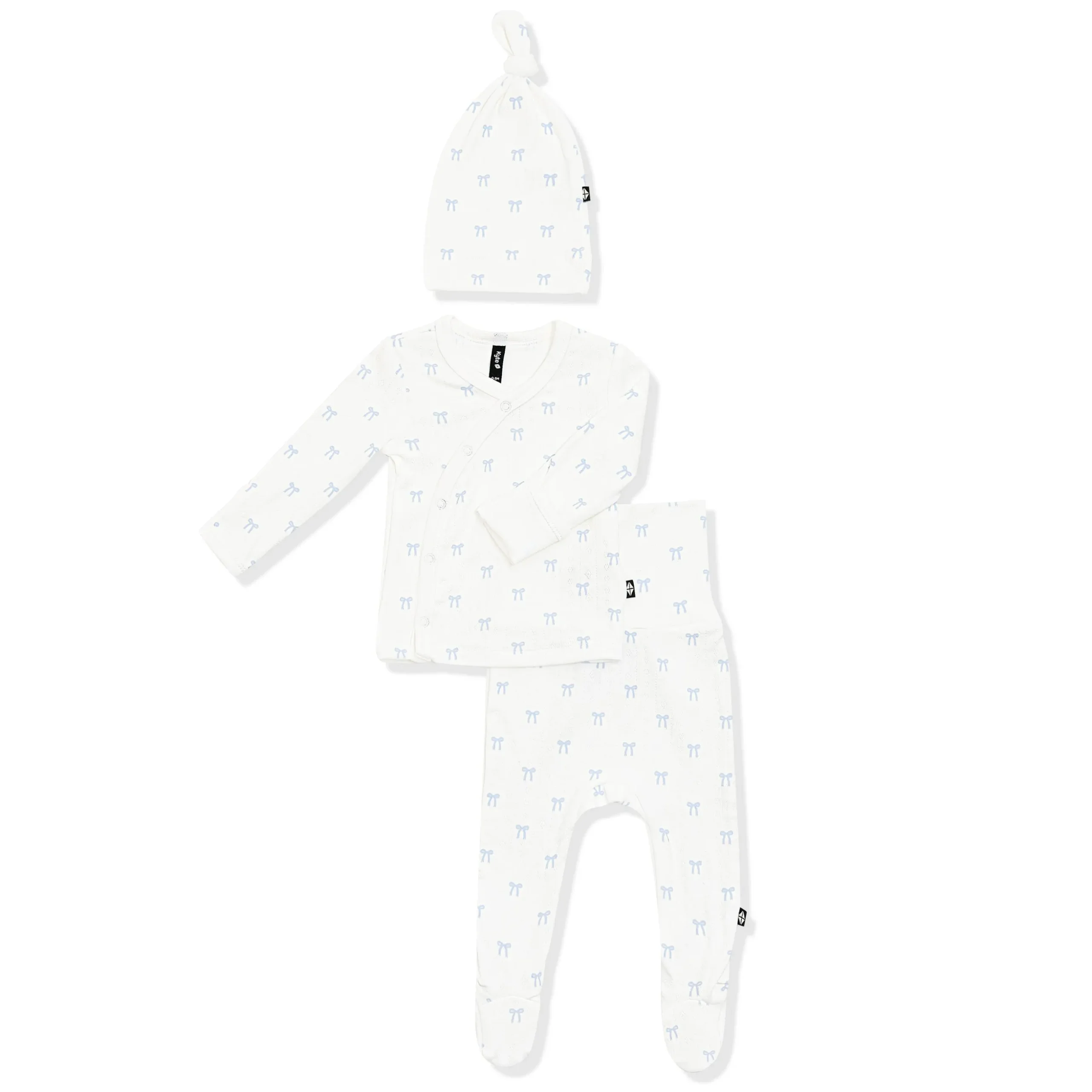 Pointelle Take Me Home Set with Cap in Sweet Blue Bow