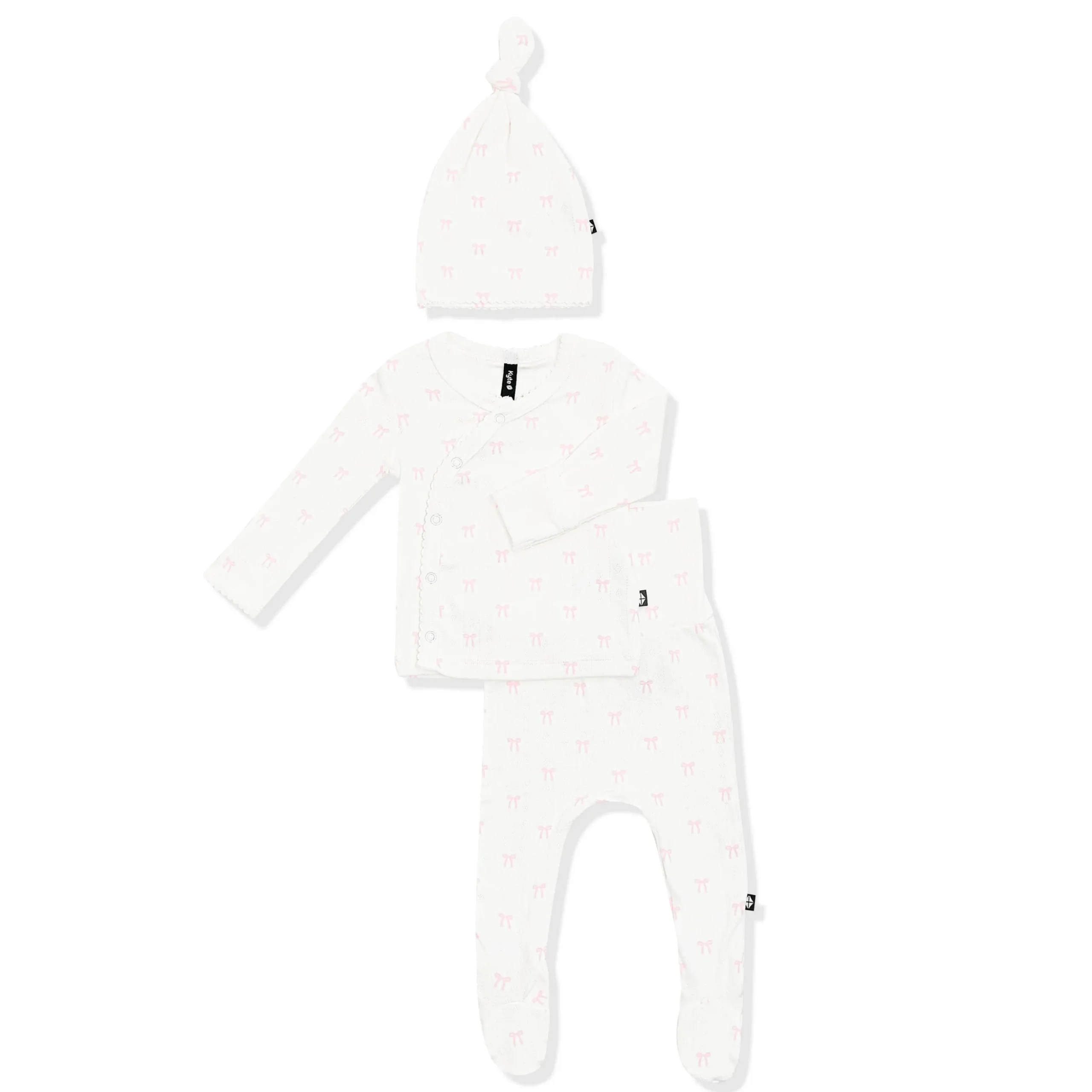 Pointelle Take Me Home Set with Cap in Sweet Pink Bow