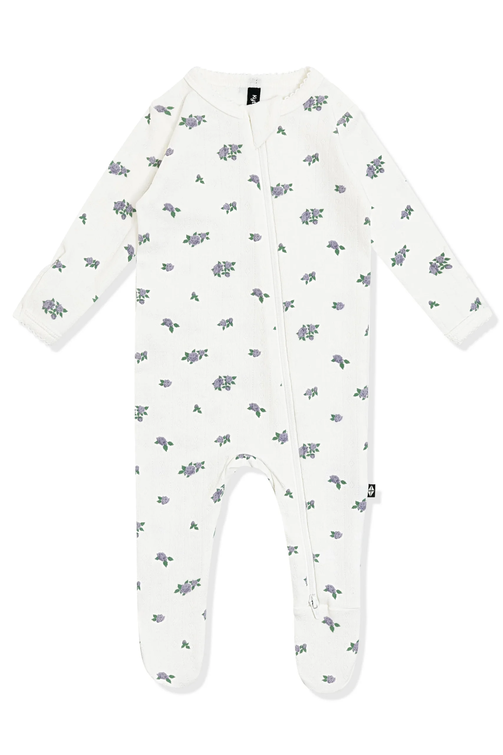 Pointelle Zippered Footie in Spray Rose