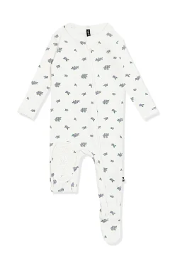 Pointelle Zippered Footie in Spray Rose