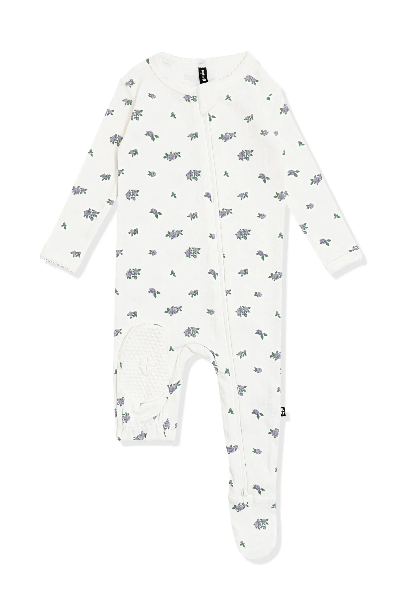 Pointelle Zippered Footie in Spray Rose
