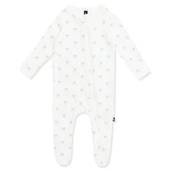 Pointelle Zippered Footie in Sweet Blue Bow
