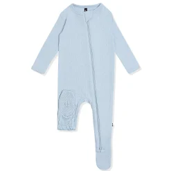 Pointelle Zippered Footie in Breeze