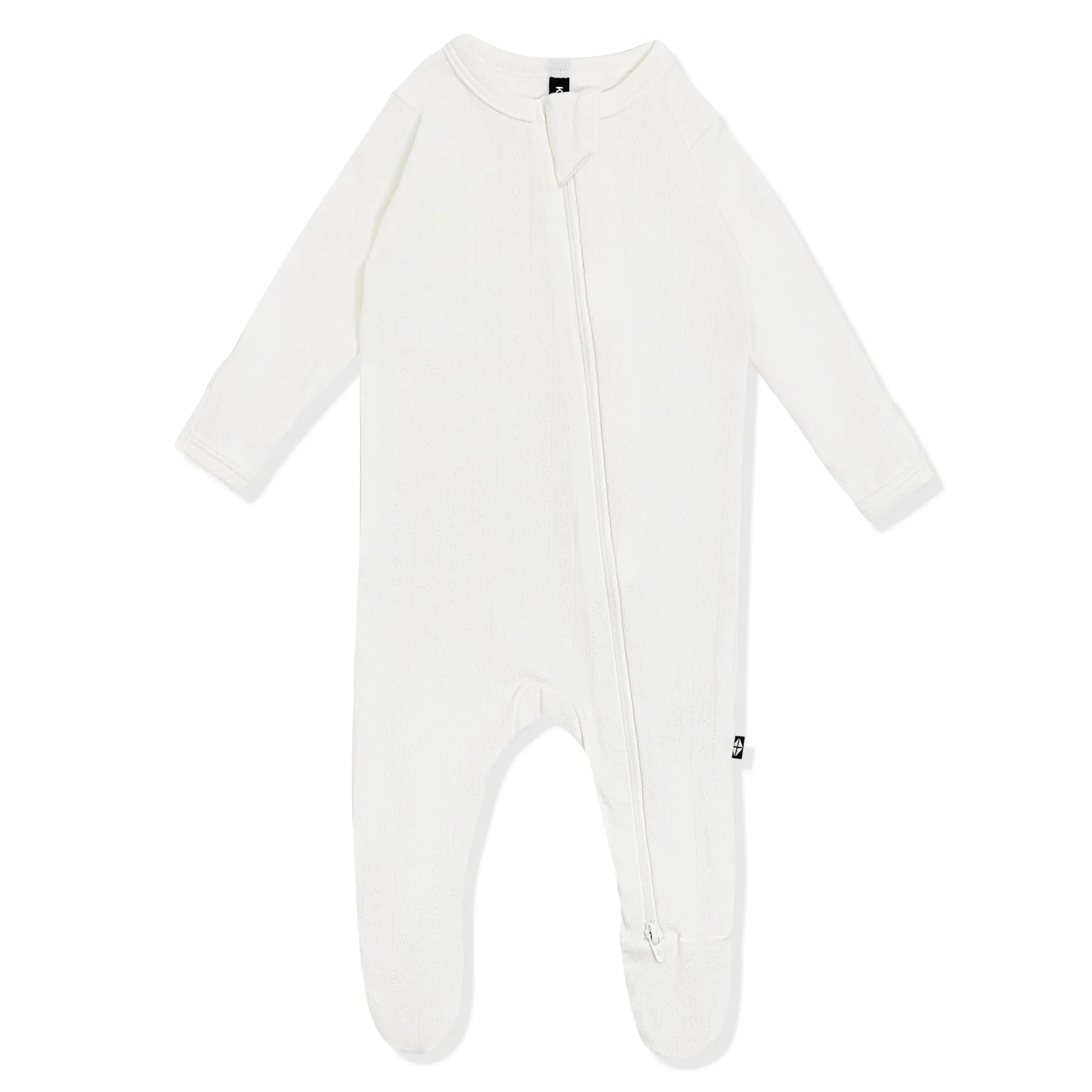 Pointelle Zippered Footie in Cloud
