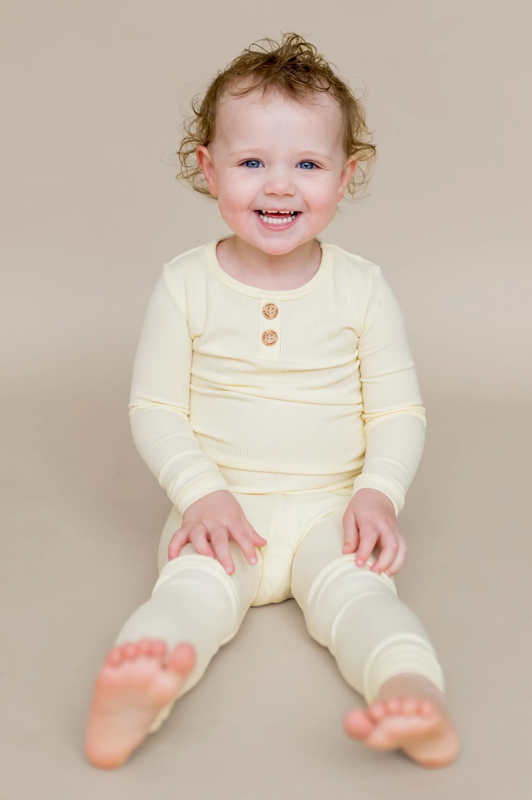 Ribbed Henley Set in Chamomile