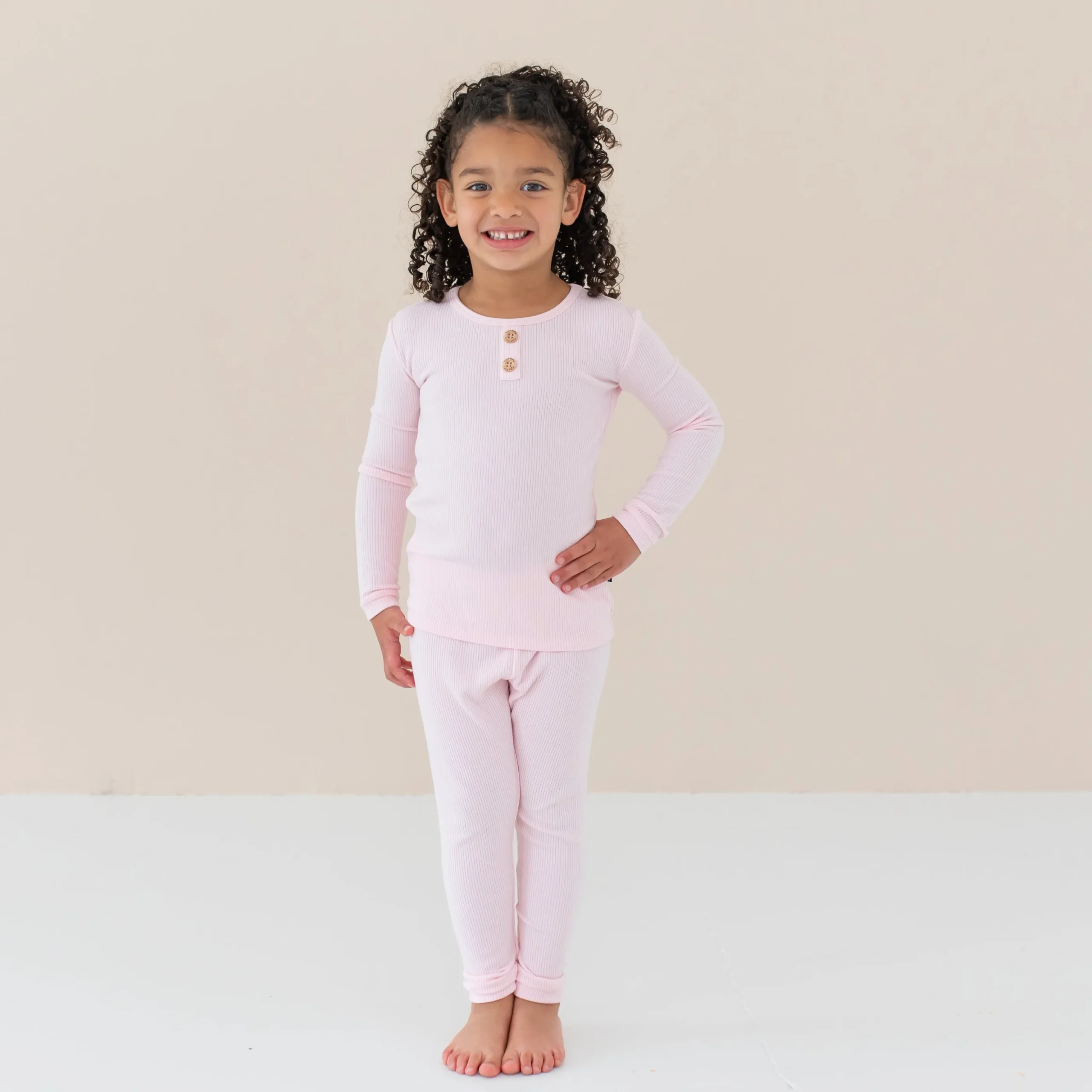 Ribbed Henley Set in Sakura