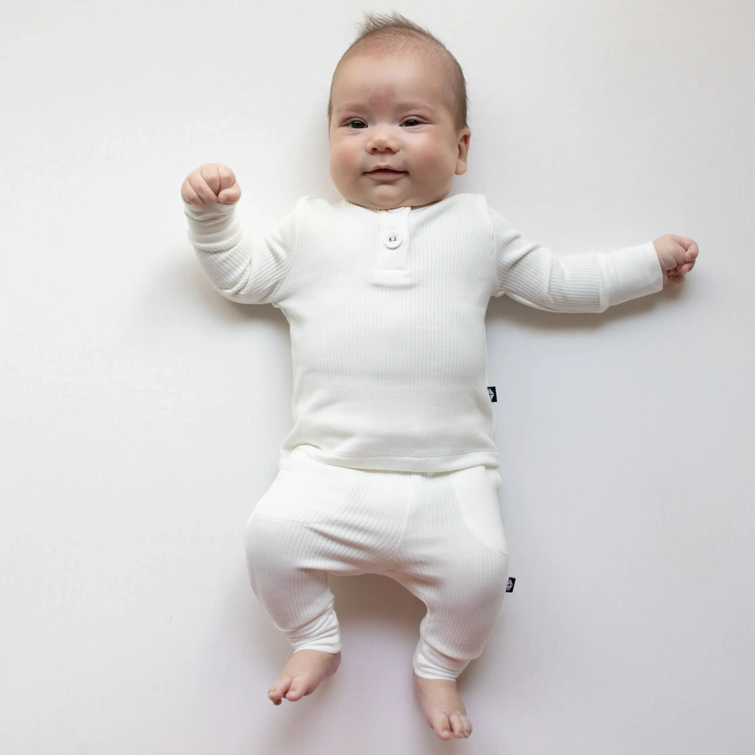 Ribbed Infant Henley Set in Cloud