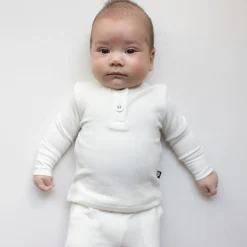 Ribbed Infant Henley Set in Cloud