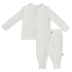 Ribbed Infant Henley Set in Oat