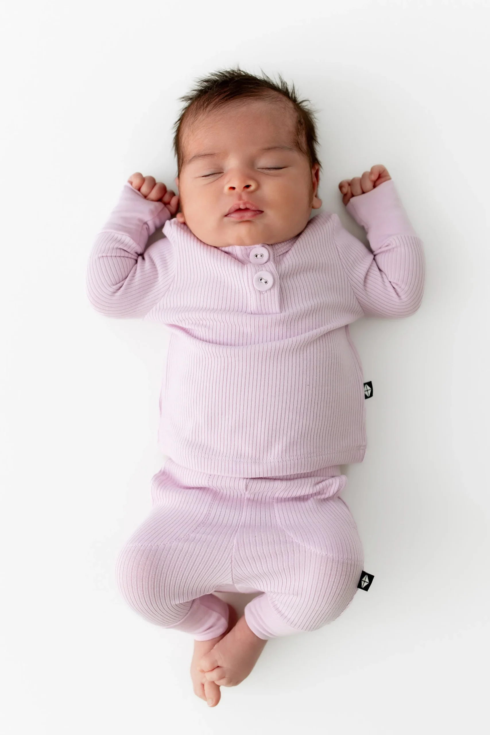 Ribbed Infant Henley Set in Thistle