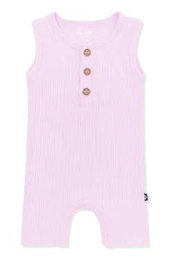 Ribbed Sleeveless Shortall in Thistle