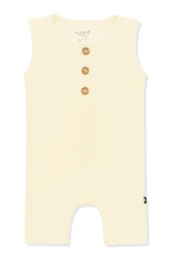 Ribbed Sleeveless Shortall in Chamomile