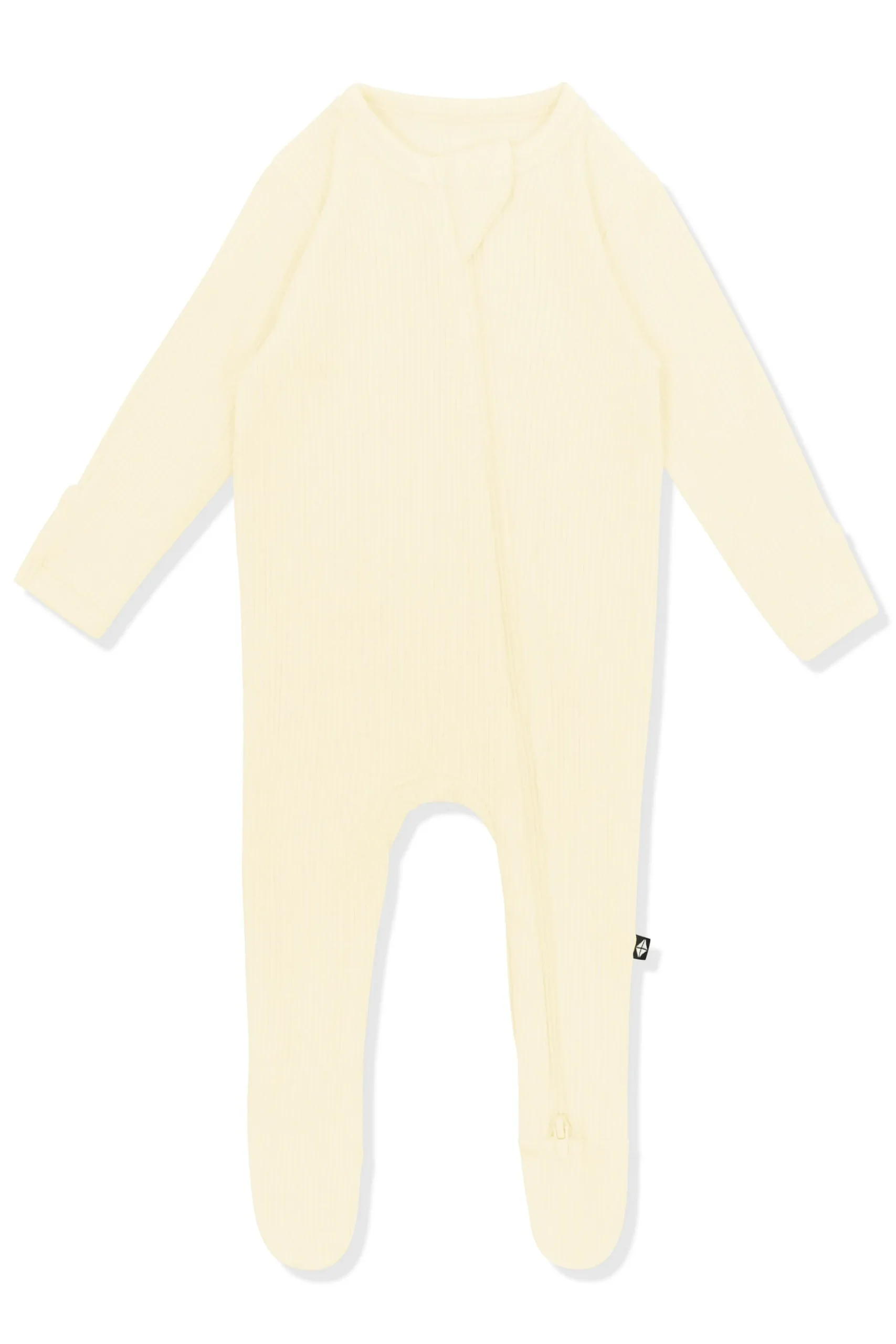 Ribbed Zipper Footie in Chamomile