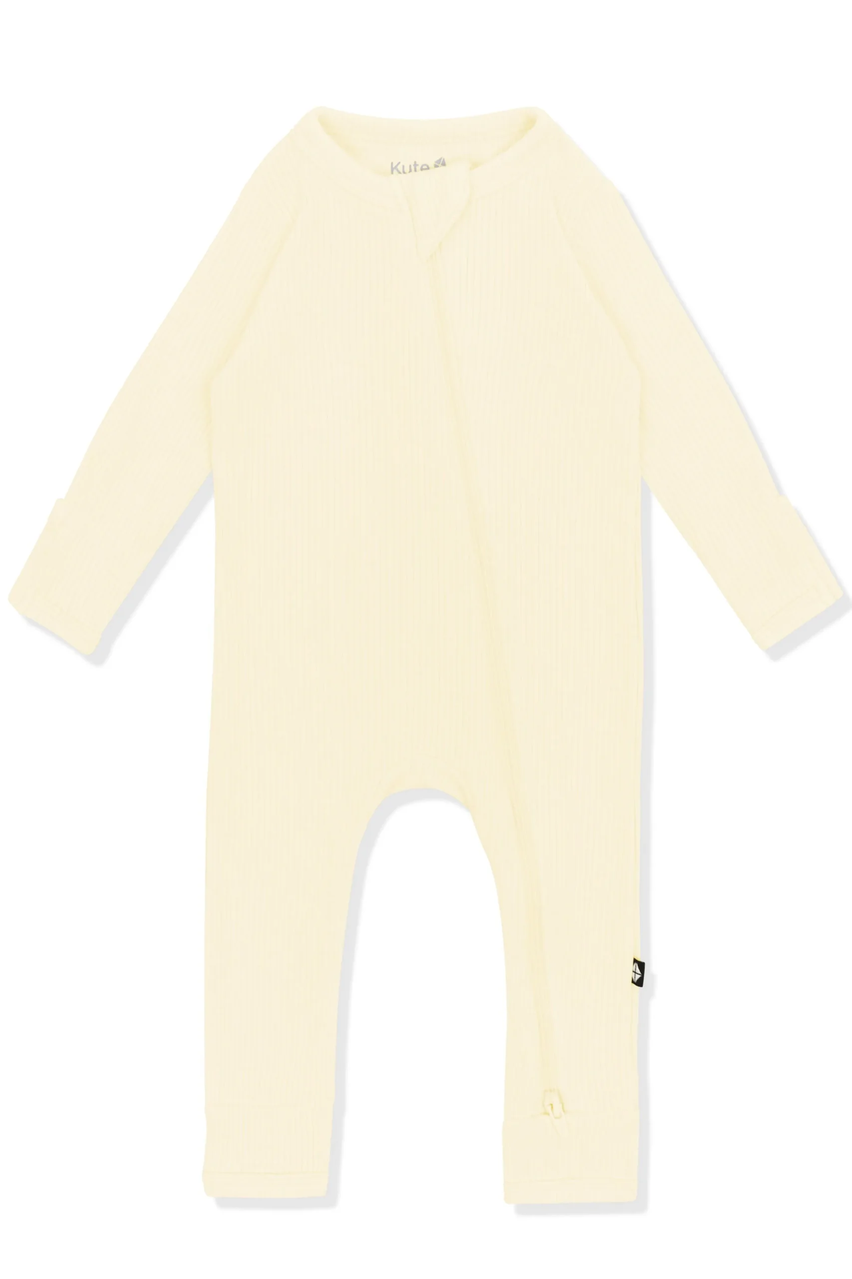 Ribbed Zipper Romper in Chamomile