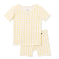 Short Sleeve Pajamas in Gingham Chamomile