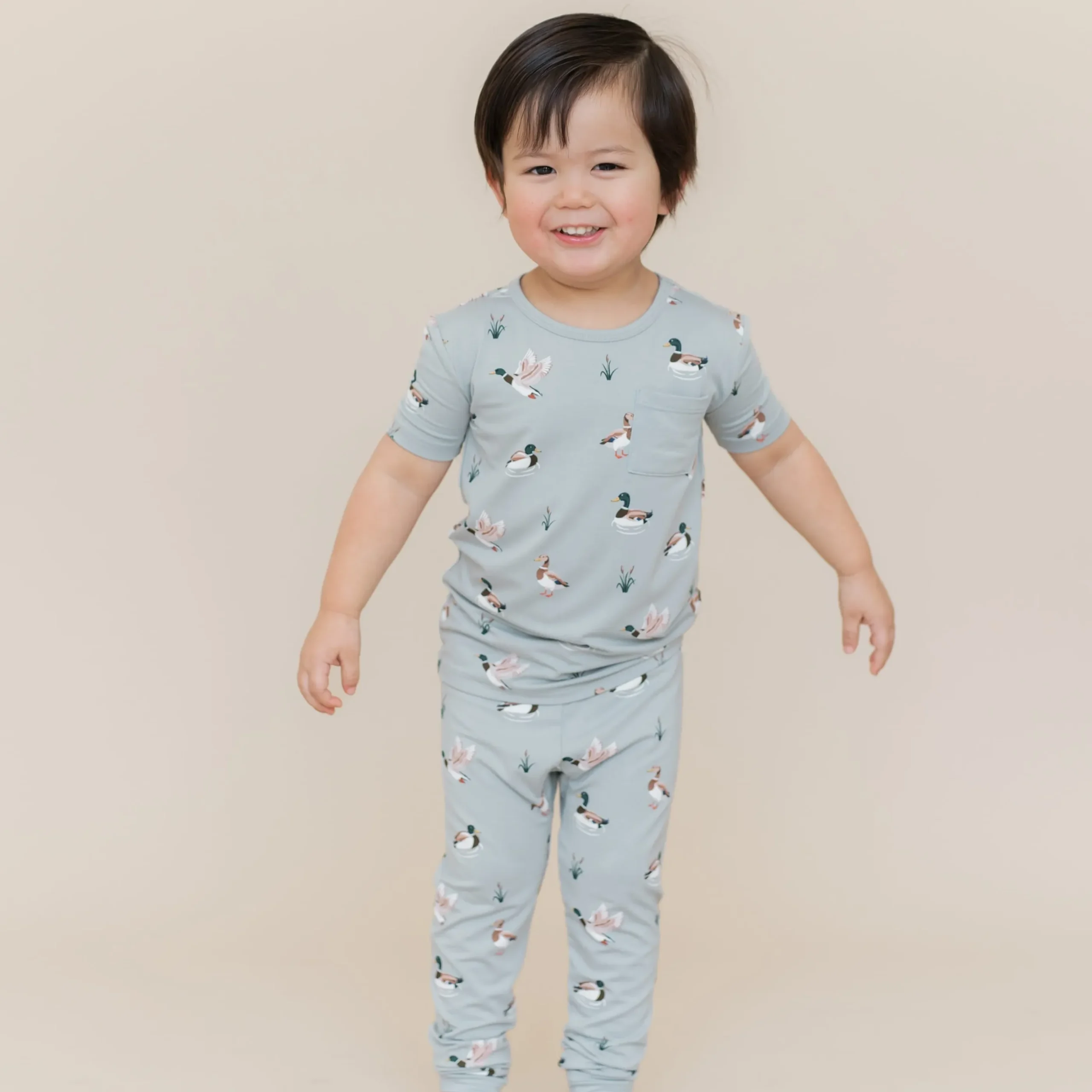 Short Sleeve with Pants Pajamas in Mallard Duck