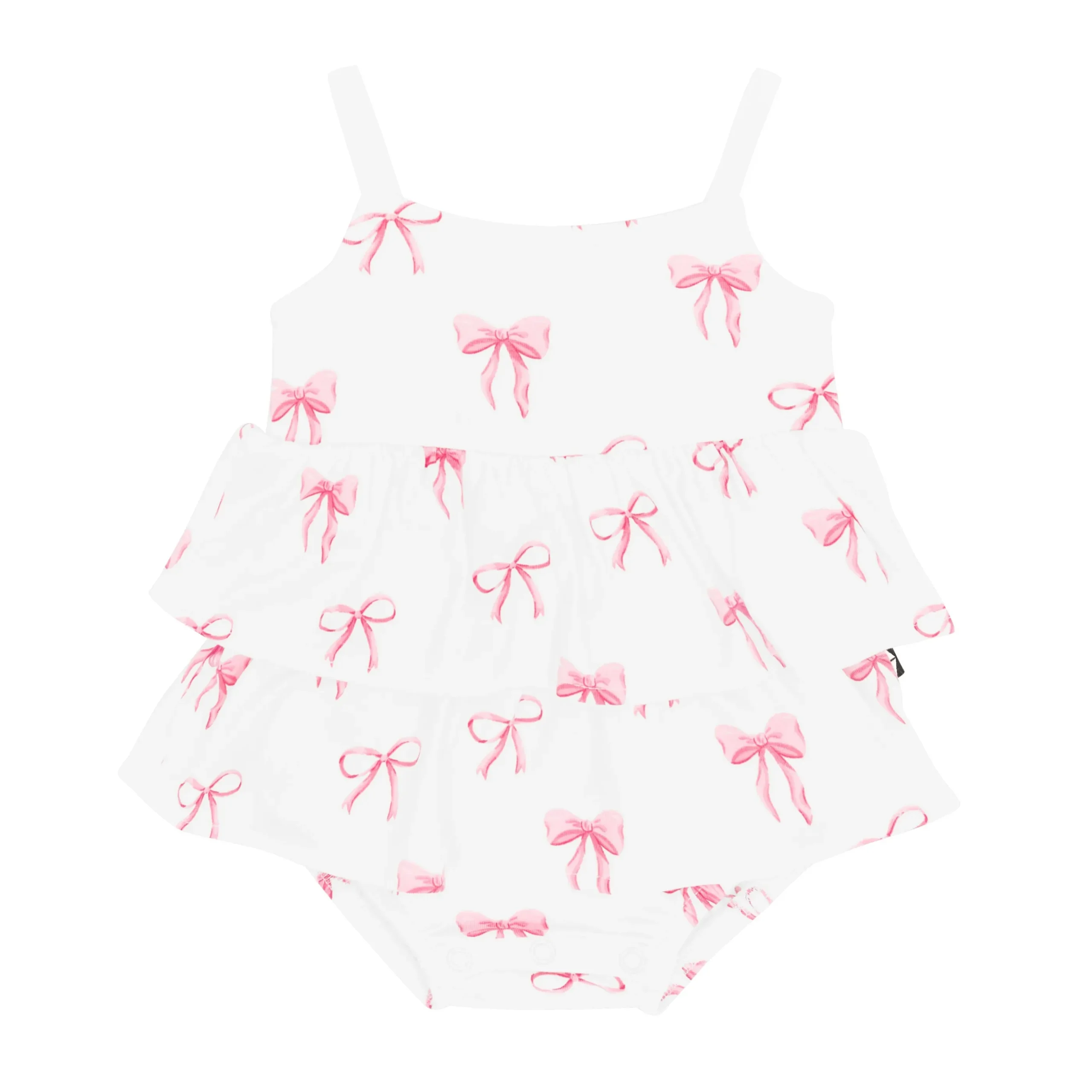Spaghetti Strap Ruffle Romper in Bow