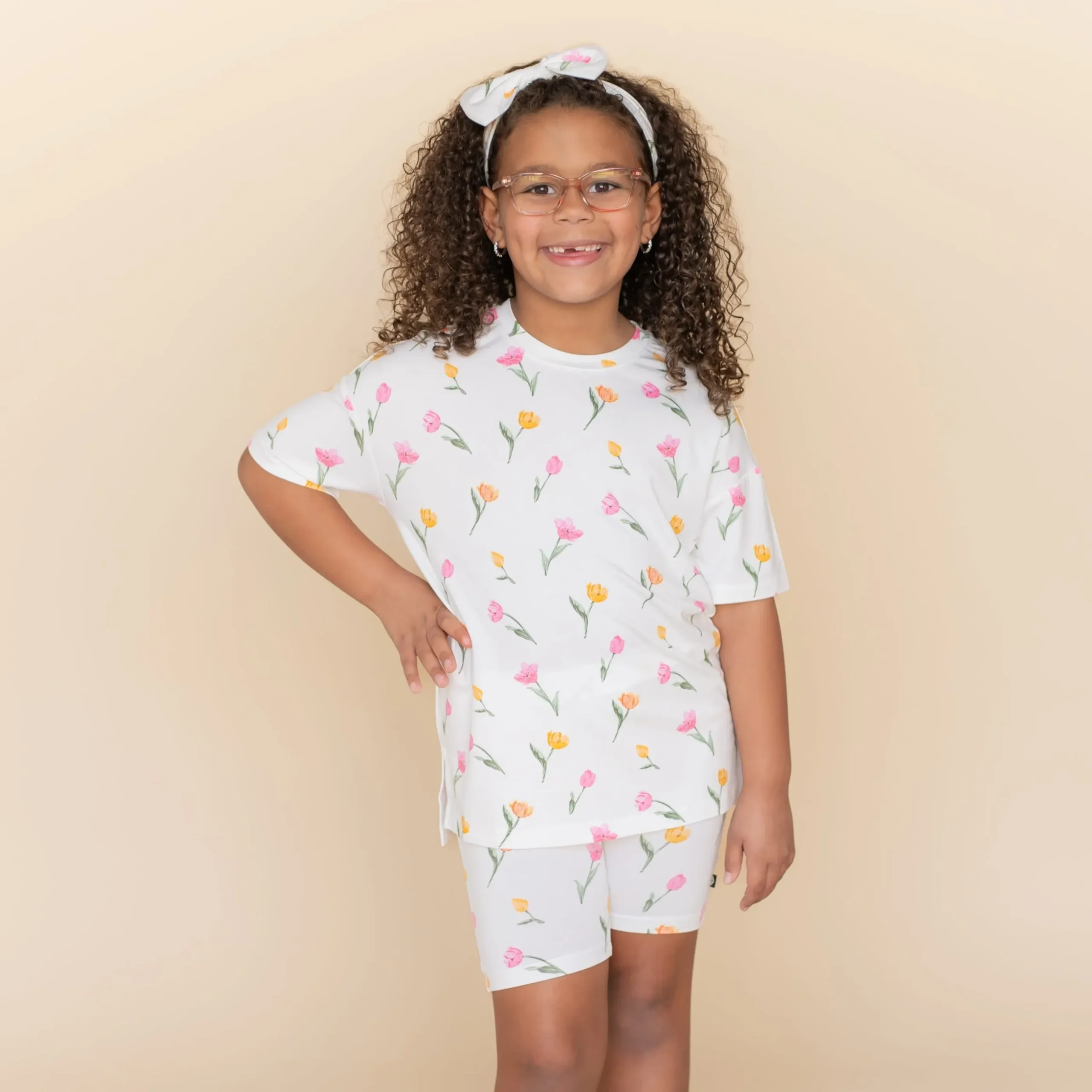 Toddler Biker Short Set in Tulip
