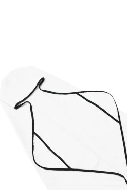 Toddler Hooded Bath Towel in Cloud with Midnight Trim