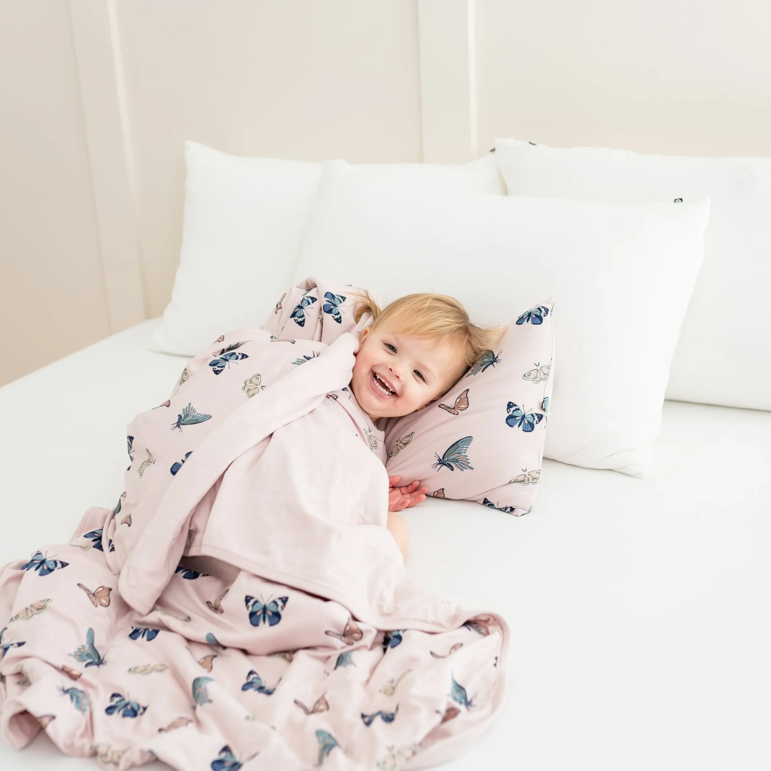 Toddler Pillowcase in Blush Butterfly