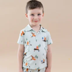 Toddler Short Sleeve Polo in Winnie the Pooh Hundred Acre Wood