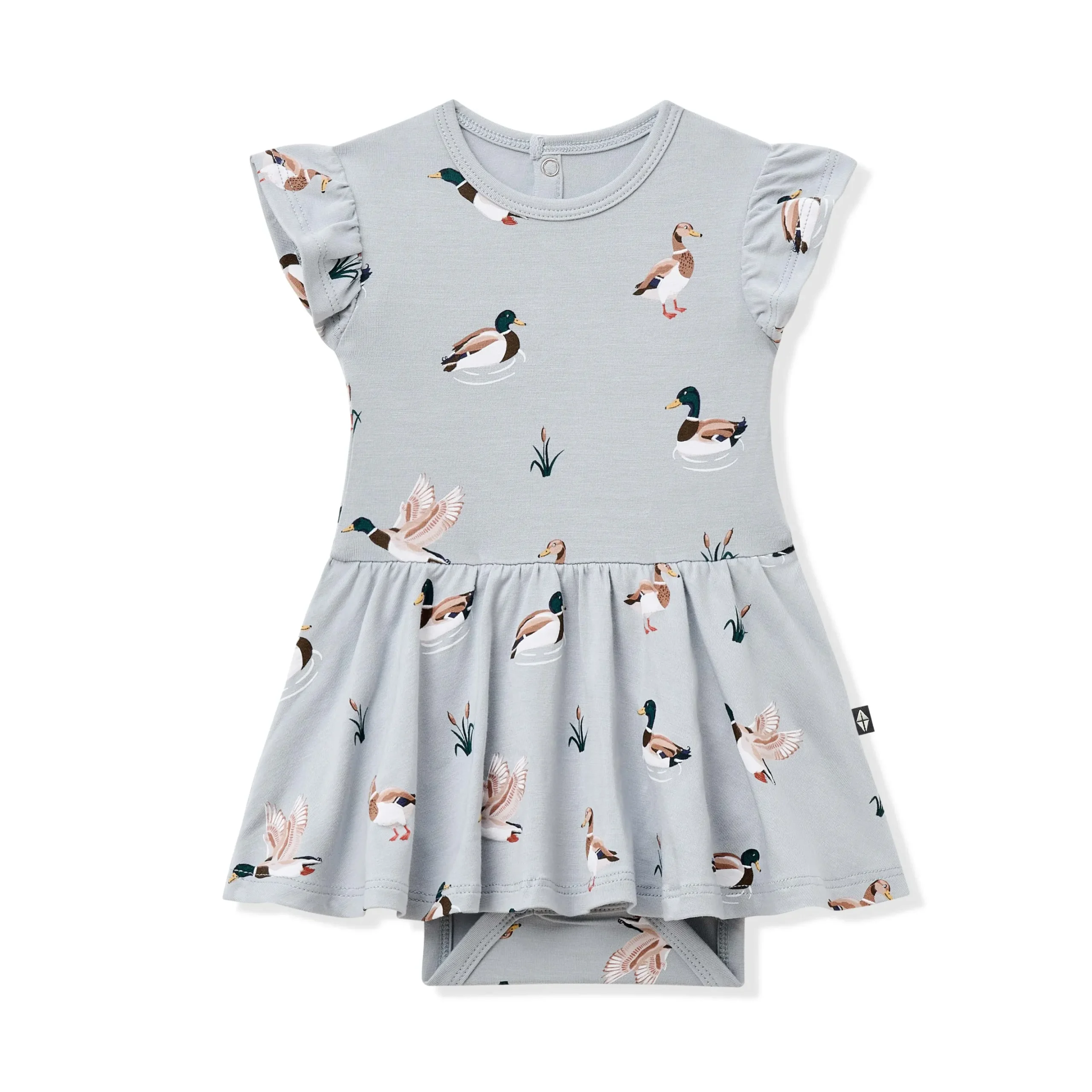 Twirl Bodysuit Dress in Mallard Duck