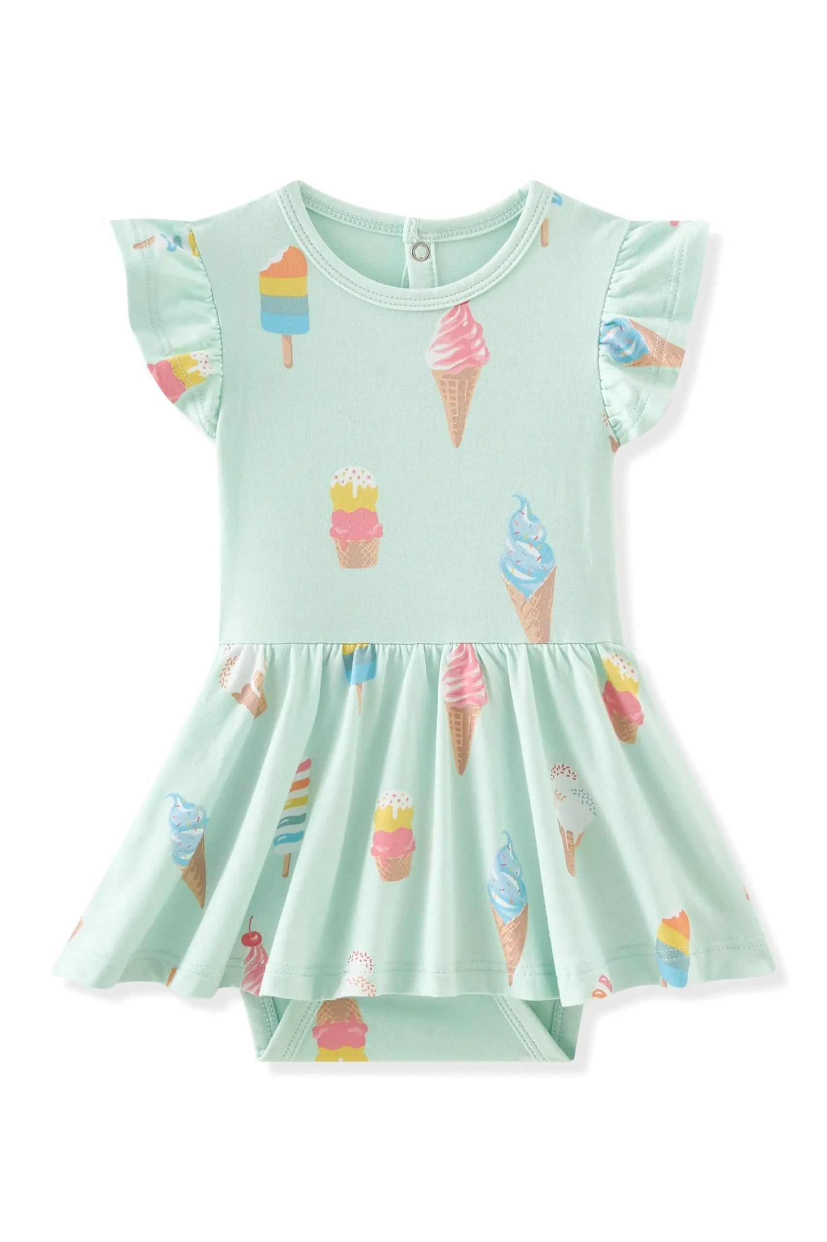 Twirl Bodysuit Dress in Mint Ice Cream