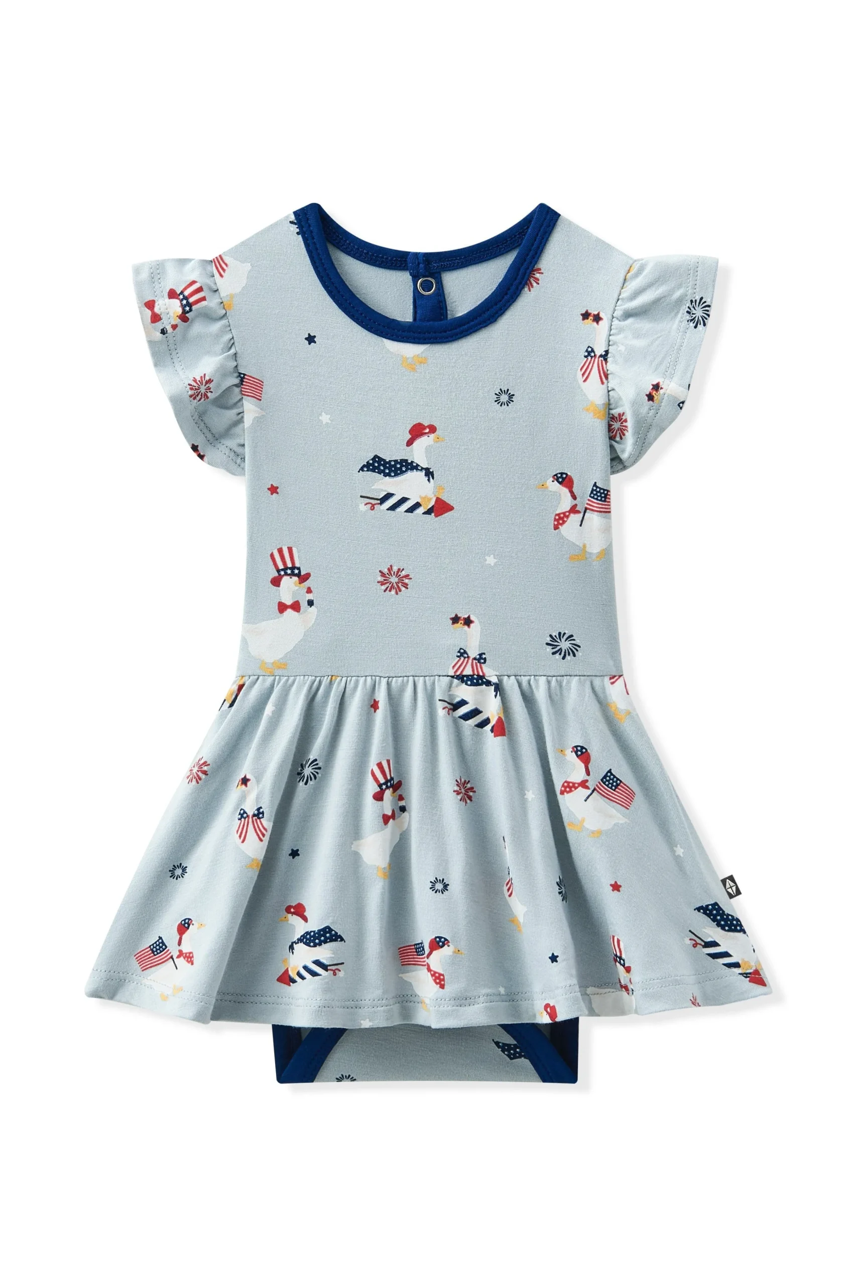 Twirl Bodysuit Dress in Patriotic Goose