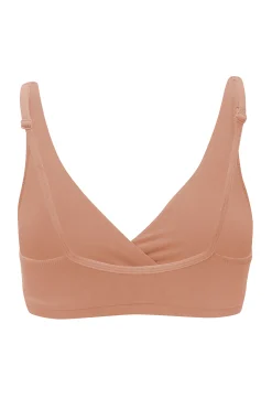 Women's Cross Front Bralette in Latte