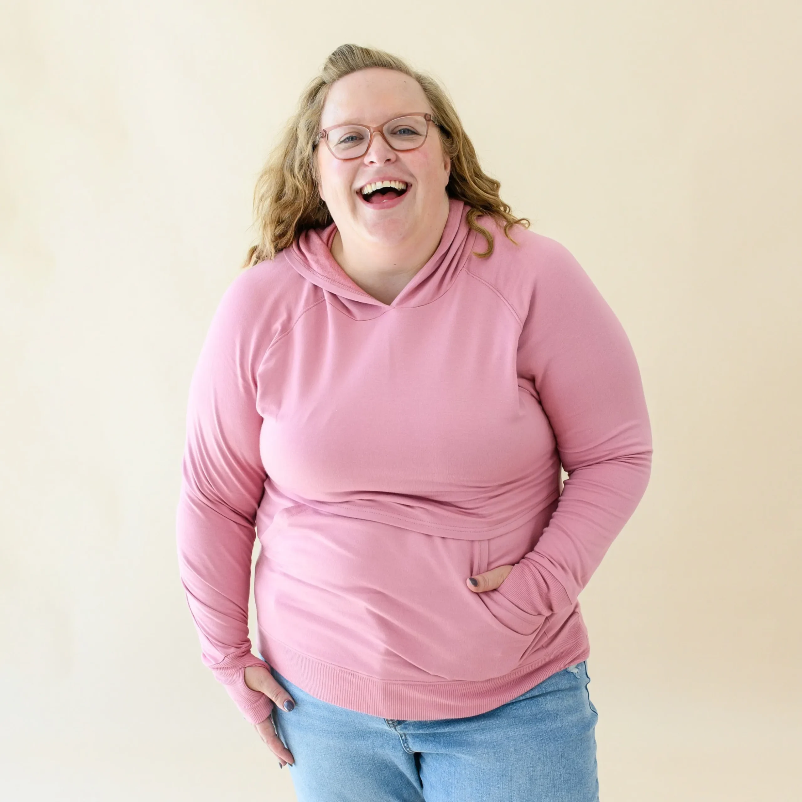 Women's French Terry Nursing Hoodie in Apple Blossom